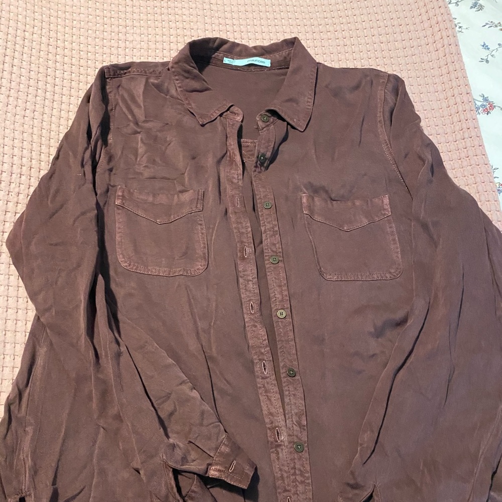 Maurices button up distressed long sleeve
